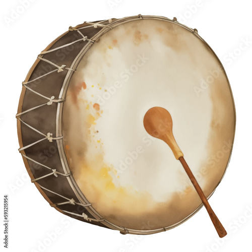 Islamic Ramadan Drum Isolated Hand Drawn Painting Illustration