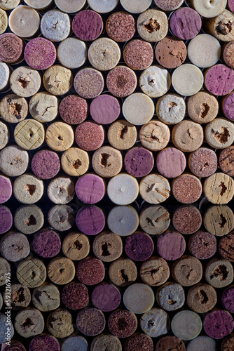 Wall of wine corks. Backbackground. Abstraction. photo