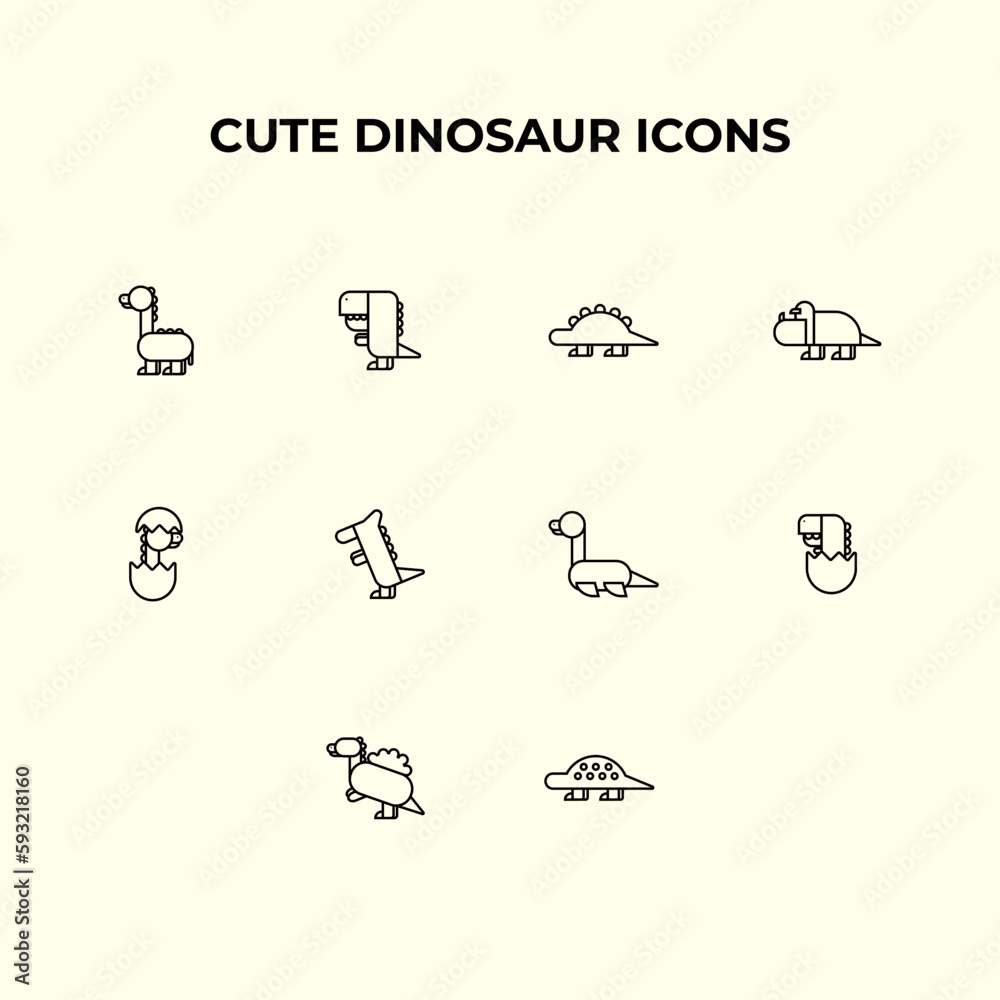 Modern Cute Dinosaur Icon collection