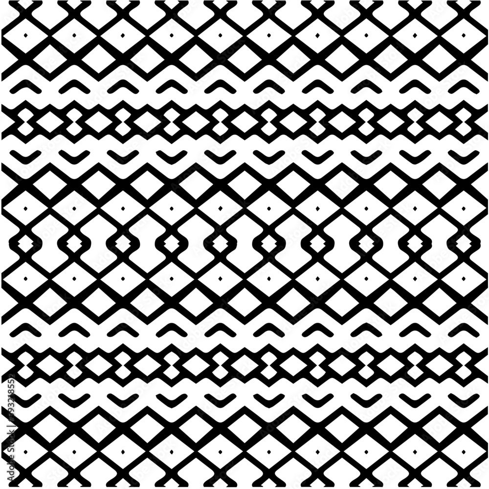 Vector monochrome pattern, Abstract texture for fabric print, card, table cloth, furniture, banner, cover, invitation, decoration, wrapping.seamless repeating pattern.Black and white color.
