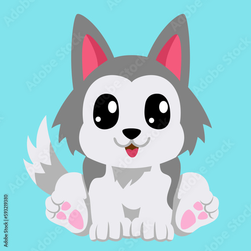 Cute siberian husky or alaskan malamute dog cartoon