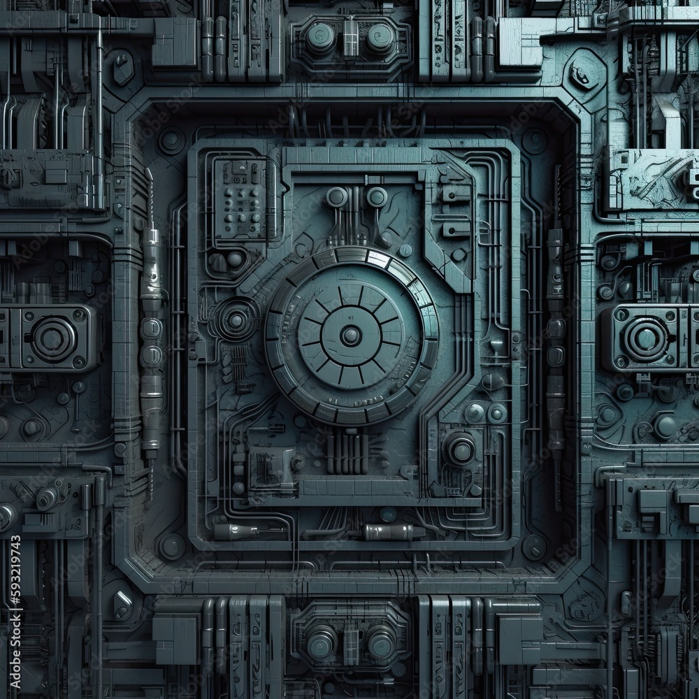 Fototapeta premium Sci-fi heavy door. Generative AI