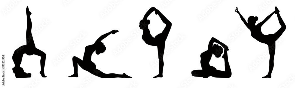 silhouette of a woman doing yoga silhouette of a woman doing yoga