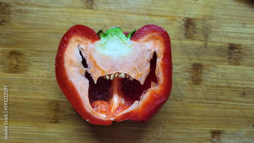 A natural smile of red pepper or a scary one?