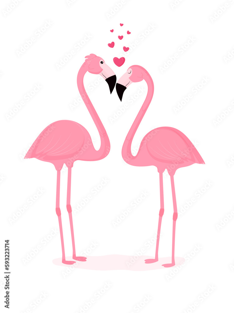 Fototapeta premium a pair of flamingos in love vector illustration