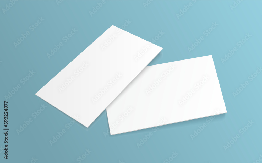 Blank Business Card White Paper Mockup Blue Background Vector Illustration Blank Business Card White Paper Mockup Blue Background Vector Illustration