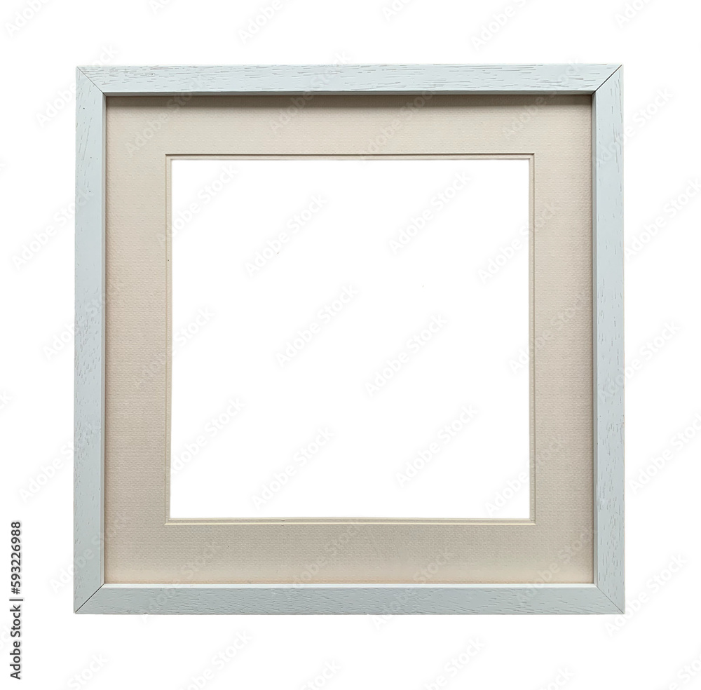 Square wooden picture frame, in white with creme passe-partout Square wooden picture frame, in white with creme passe-partout