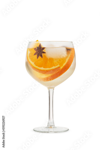 Summer cooling drink with fruits and berries on a white background. Mojito.