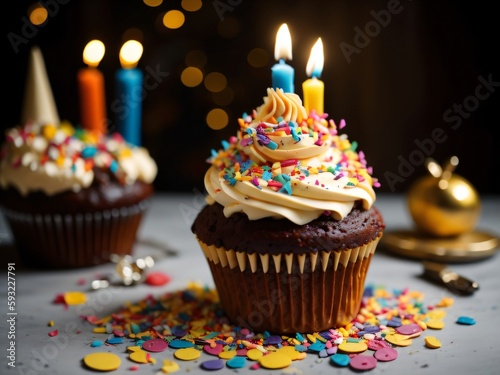 Birthday cup cakes with candles 4