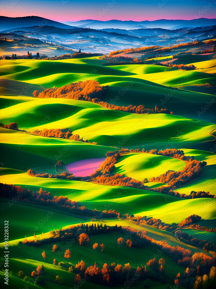 Italy Tuscany landscape. AI generated illustration