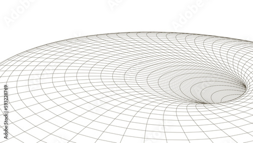 Wireframe tunnel. Perspective grid background. Simple lines on a white background. Vector