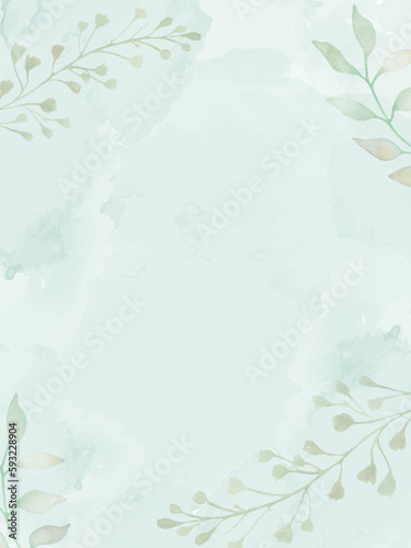 Watercolor abstract floral green  background for greeting, invitation cards. Vector EPS.