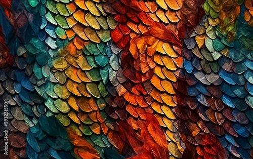 Mosaic of the snake. Colorful illustration. Generative AI technology.