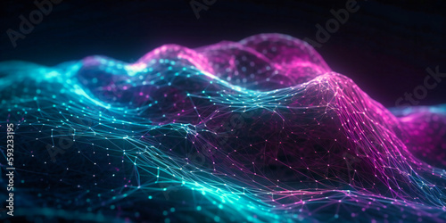 abstract wires with glowing colorful lights
