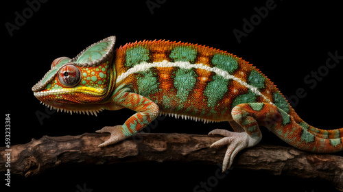 Panther chameleon Furcifer pardalis Ambilobe 2 years old endemic from madagascar, Generative Ai