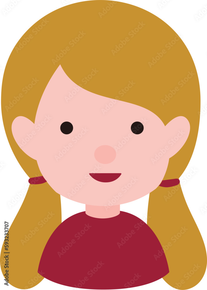 cute braided children's head illustration cute braided children's head illustration