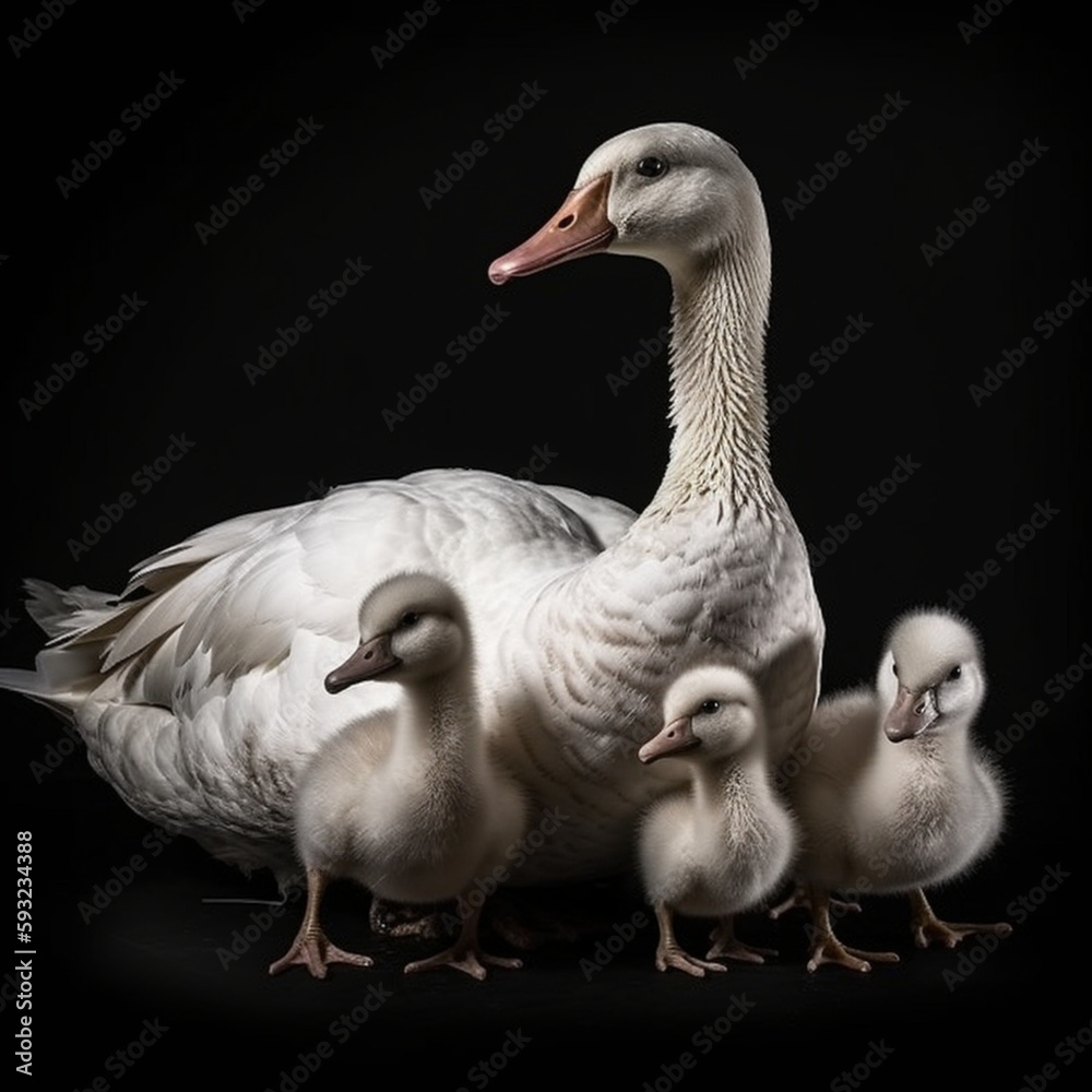 Obraz premium Goose With Ducklings