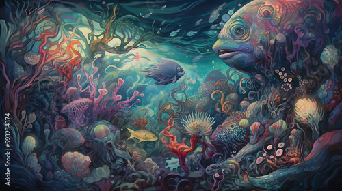 海底の生命と美しさ No.044 | Underwater World: Vibrant Colors of Coral and Fish Generative AI