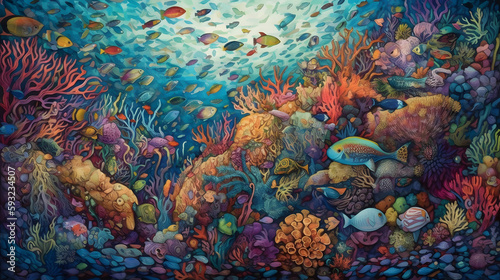 海底の生命と美しさ No.035 | Underwater World: Vibrant Colors of Coral and Fish Generative AI