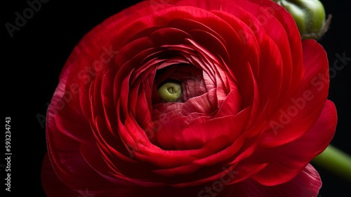 Fresh red ranunculus flower close up Generative AI