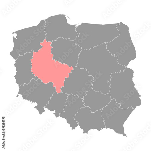 Greater Poland Voivodeship map  province of Poland. Vector illustration.