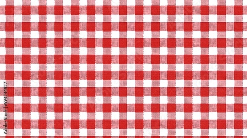 Gingham striped checkered blanket tablecloth. Seamless white red table cloth napkin pattern background with natural textile Generative AI