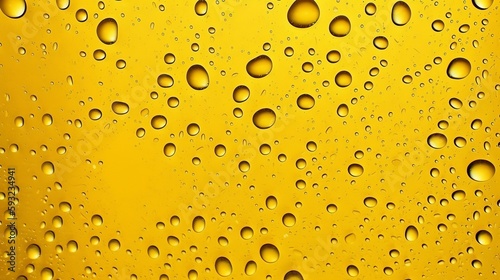 water drops yellow background Generative AI