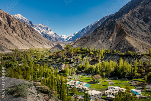 Terraced landscape along the route leading to Deosai Plains. 