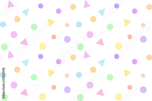 Seamless Pattern on White Background Pastel Colorful Birthday Party Kids Children Baby Decoration Element Illustration Vector Design Wallpaper Spot Dot Triangle Shape Confetti Celebration