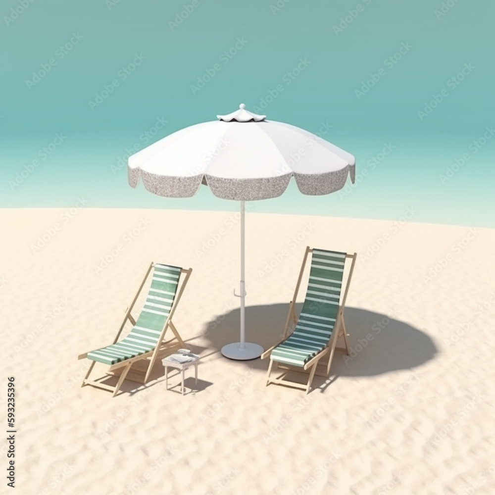 Parasol And Beach Chairs Illustration Parasol And Beach Chairs Illustration