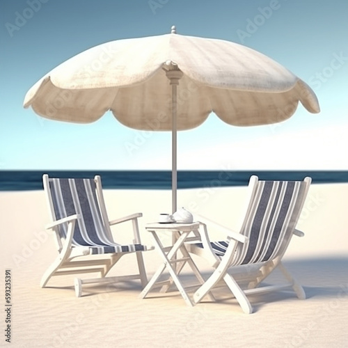 Parasol And Beach Chairs Illustration