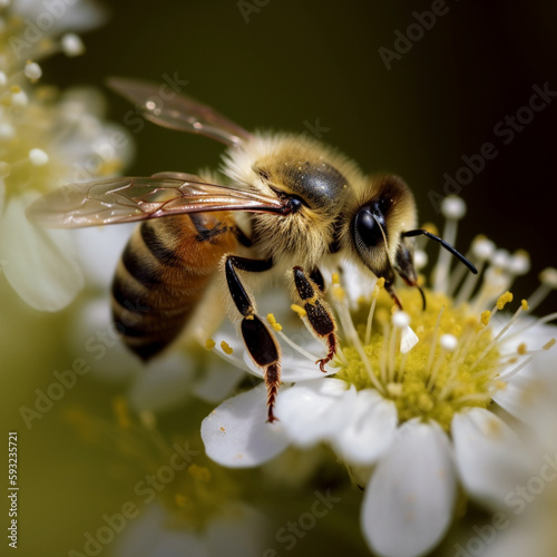 Close Up Image Of a Honey Bee Collecting Pollen © Hex