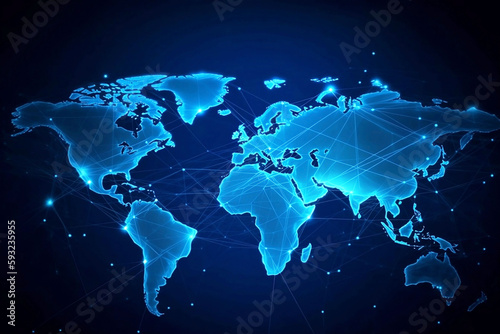 Blue Earth Map Glow Light Background Illustration