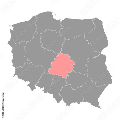 Lodz Voivodeship map  province of Poland. Vector illustration.