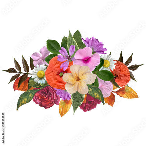 Flower bouquet isolated on white background.