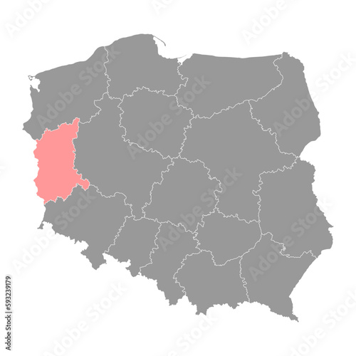 Lubusz Voivodeship map, province of Poland. Vector illustration.