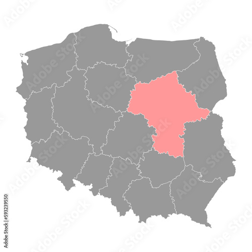Masovian Voivodeship map, province of Poland. Vector illustration.