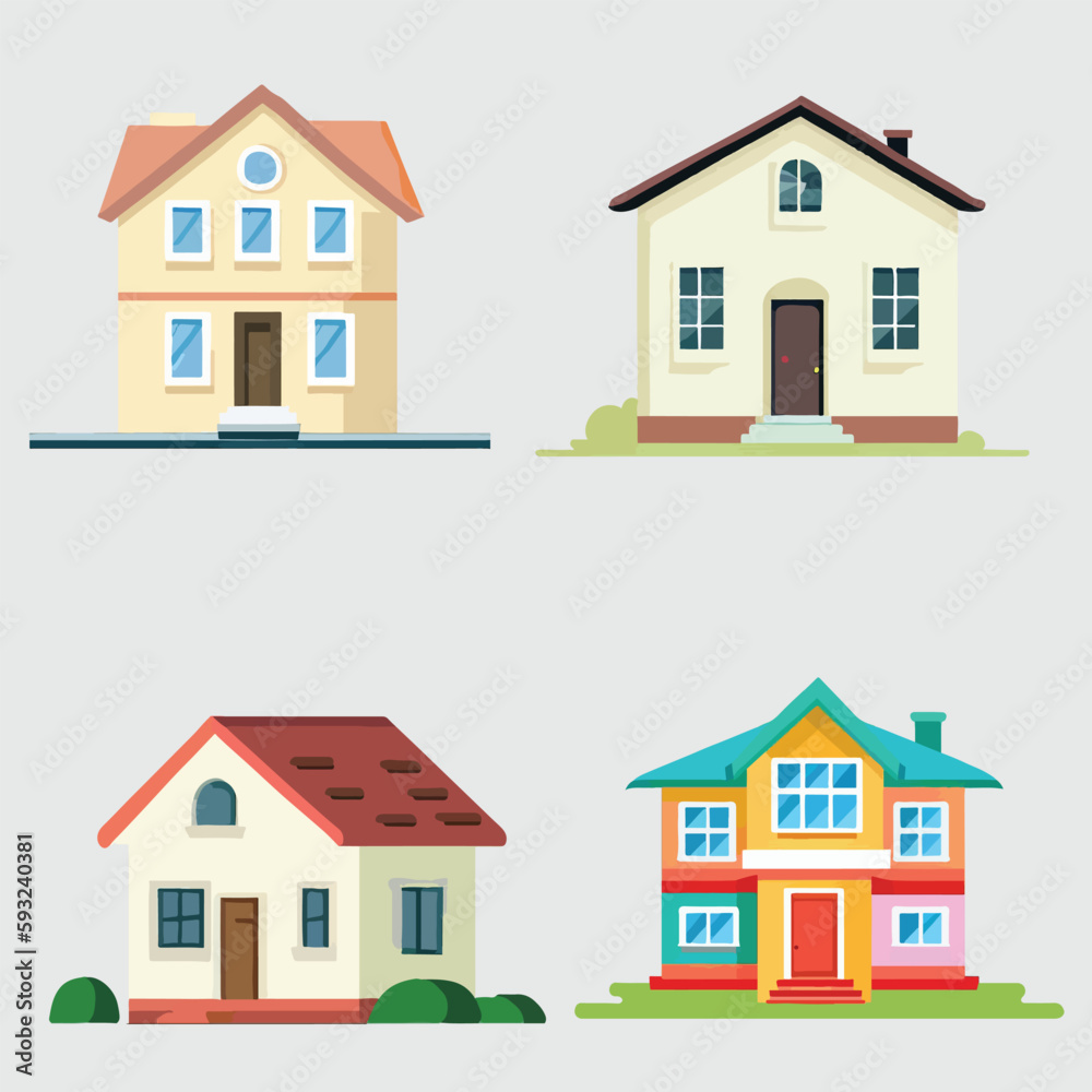 simple cartoon style modern front side house vector illustration simple cartoon style modern front side house vector illustration