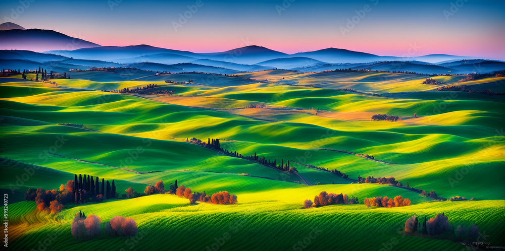 Italy Tuscany landscape. AI generated illustration
