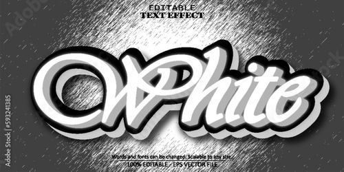 White text effect, editable white and black text style