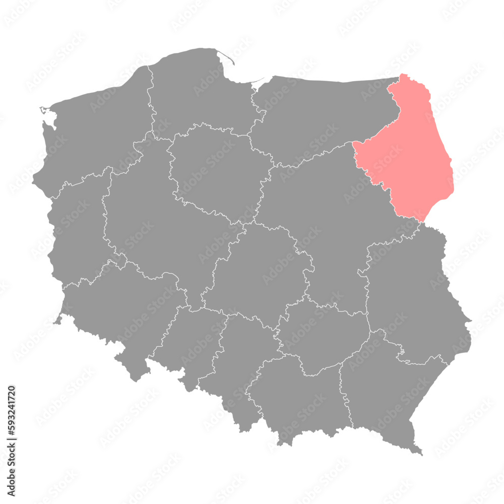 Podlaskie Voivodeship map, province of Poland. Vector illustration.