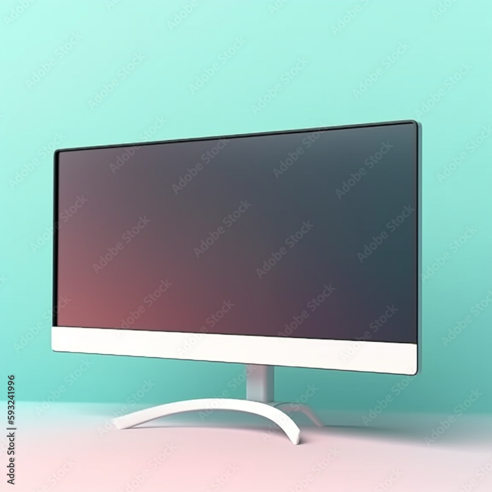 Computer Monitor With Empty Moc on Simple Background Computer Monitor With Empty Moc on Simple Background