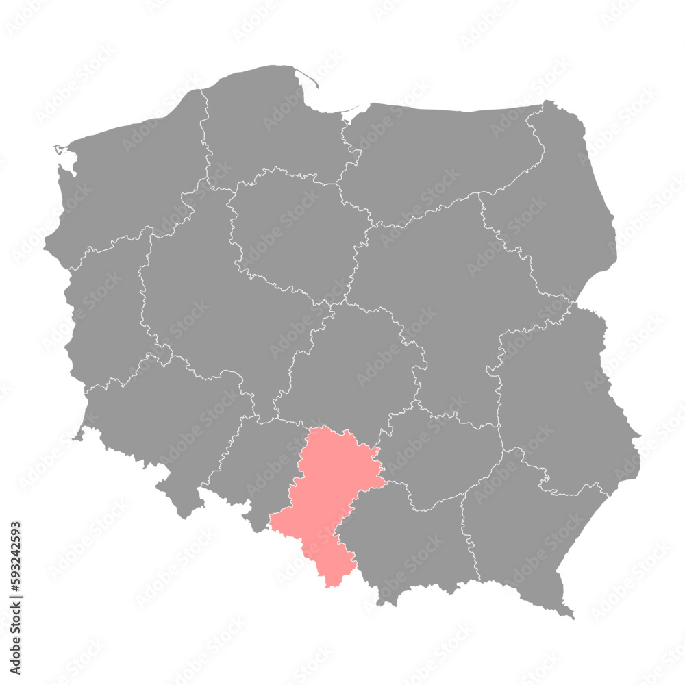 Silesian Voivodeship map, province of Poland. Vector illustration.