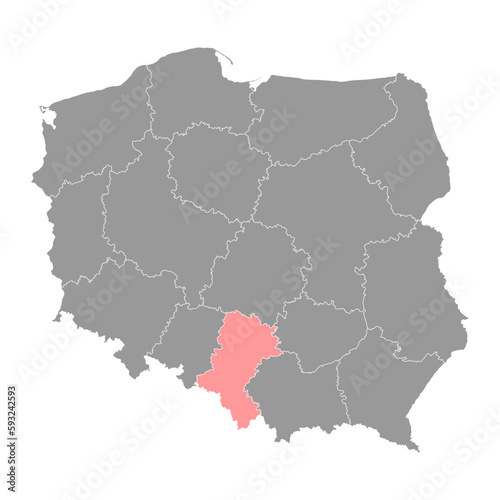 Silesian Voivodeship map  province of Poland. Vector illustration.