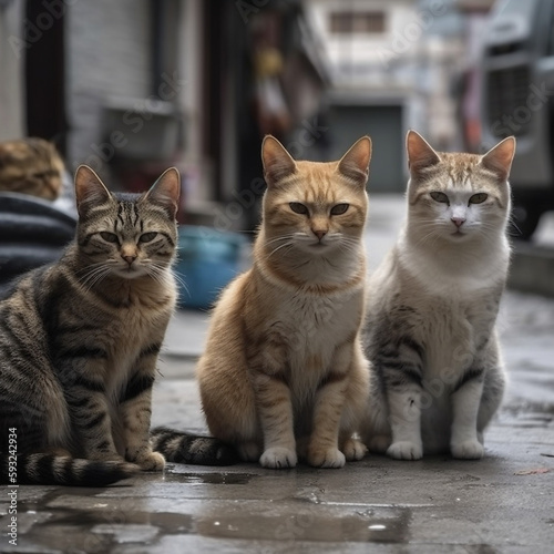 Cat Pack On The Street