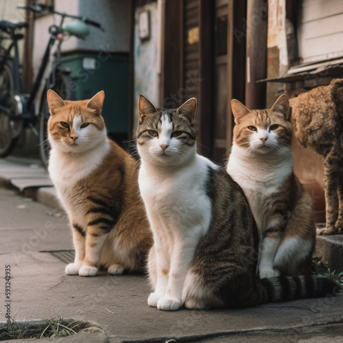 Cat Pack On The Street