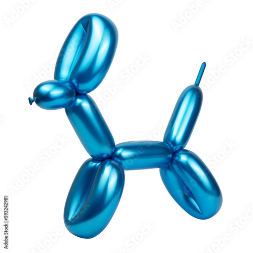 Bright party balloon dog figure isolated on the white background