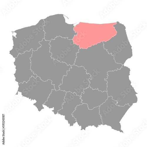 Warmian Masurian Voivodeship map, province of Poland. Vector illustration.