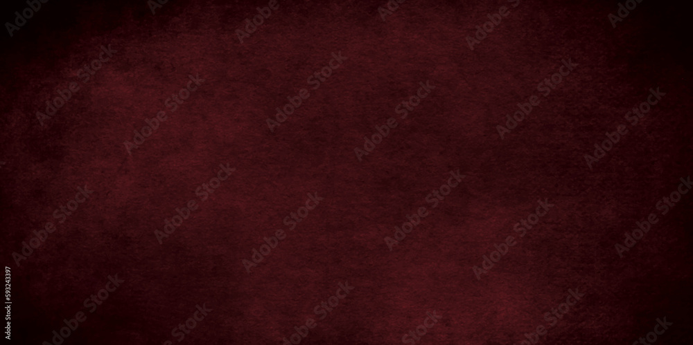 Abstract dark red wall texture and old grunge paper texture design. concrete cement plaster wall texture with  banner panorama wide pattern, dark wallpaper. Dark scarlet color textured surface. - obrazy, fototapety, plakaty 