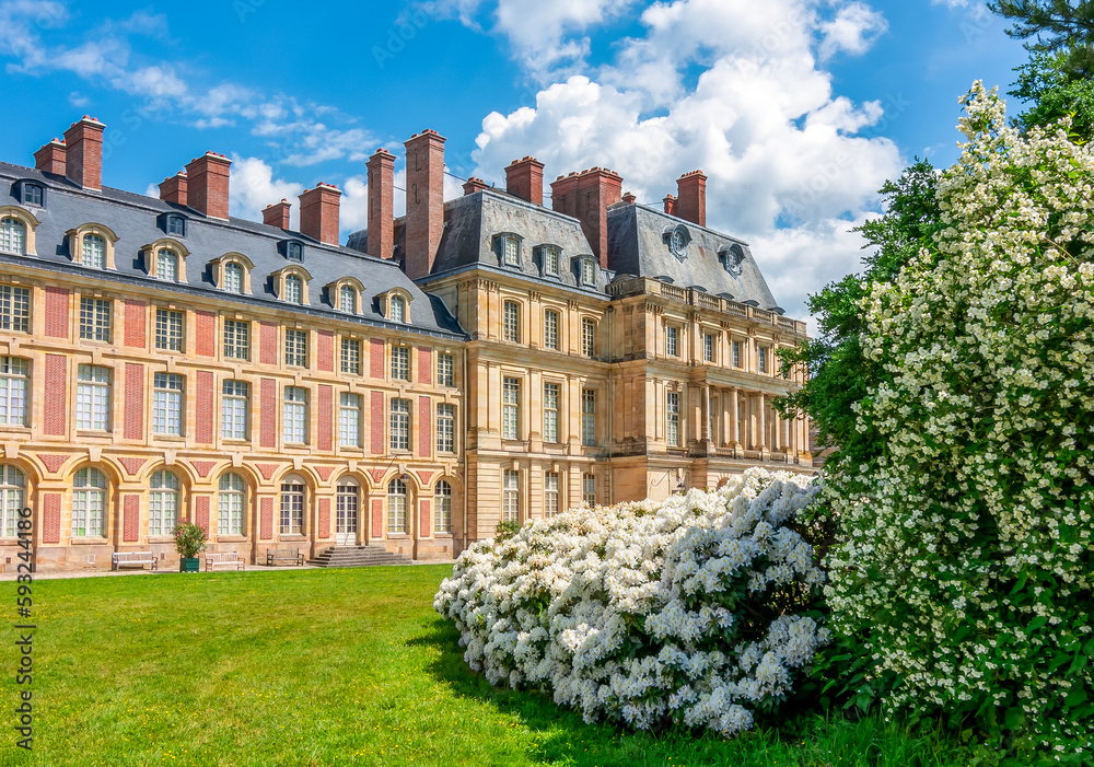 Fontainebleau palace and park in spring , France